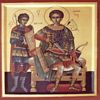 Ο Άγιος Δημήτριος ο Μυροβλύτης μαζί με τον Άγιο Νέστορα.