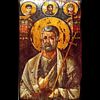 Ο Απόστολος Πέτρος. Γύρω από τον Απόστολο Πέτρο απεικονίζονται ο Ιωάννης ο Θεολόγος, η Παναγία και ο Χριστός.