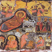 «Η γέννηση του Χριστού» – Εγκαυστική εικόνα από τη Μονή Αγίας Αικατερίνης Σινά 7ος αι. [πηγή: eikastikon.gr]