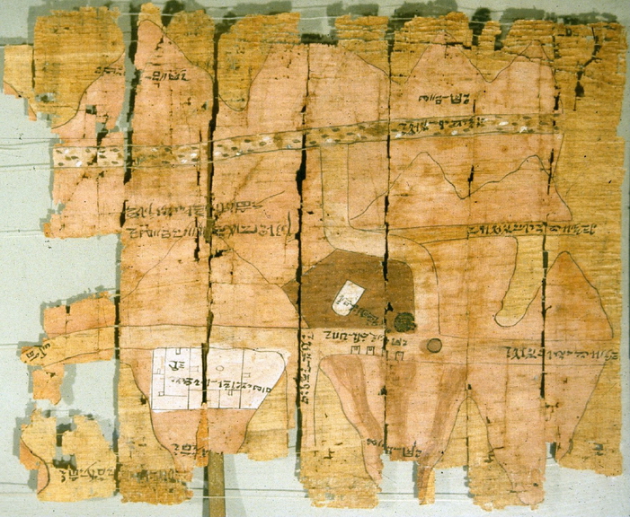 Πάπυρος μεταλλείων χρυσού στην αρχαία Αίγυπτο. Απεικονίζει τα σημεία εξόρυξης του χρυσού, τις θέσεις των εργατών, τους δρόμους κλπ. (1250 π.Χ.).