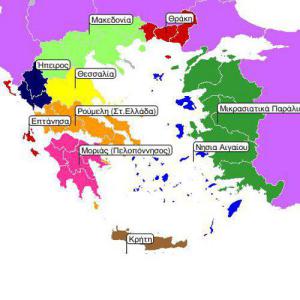 Photodentro: Χάρτης με περιοχές της Ελληνικής παραδοσιακής μουσικής